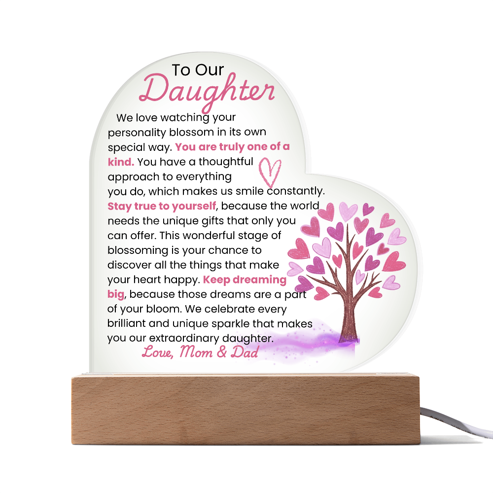 TO OUR DAUGHTER_ ACRYLIC LED HEART SHAPED PLAQUE