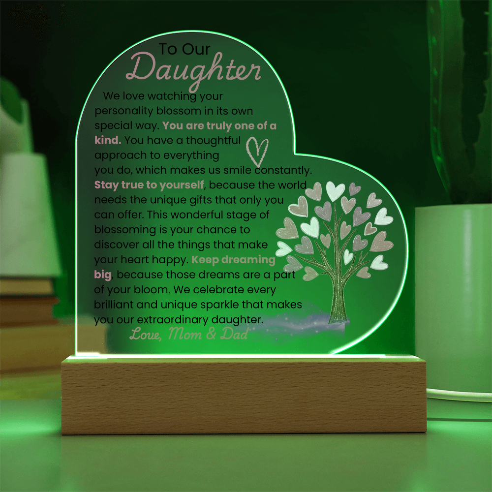 TO OUR DAUGHTER_ ACRYLIC LED HEART SHAPED PLAQUE