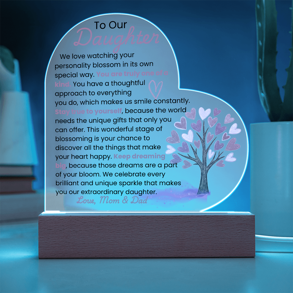 TO OUR DAUGHTER_ ACRYLIC LED HEART SHAPED PLAQUE