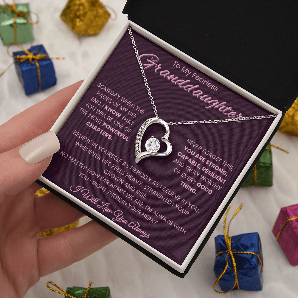 To My Fearless Granddaughter – Empowering Message Card | Strong, Resilient & Loved | Forever Love Necklace