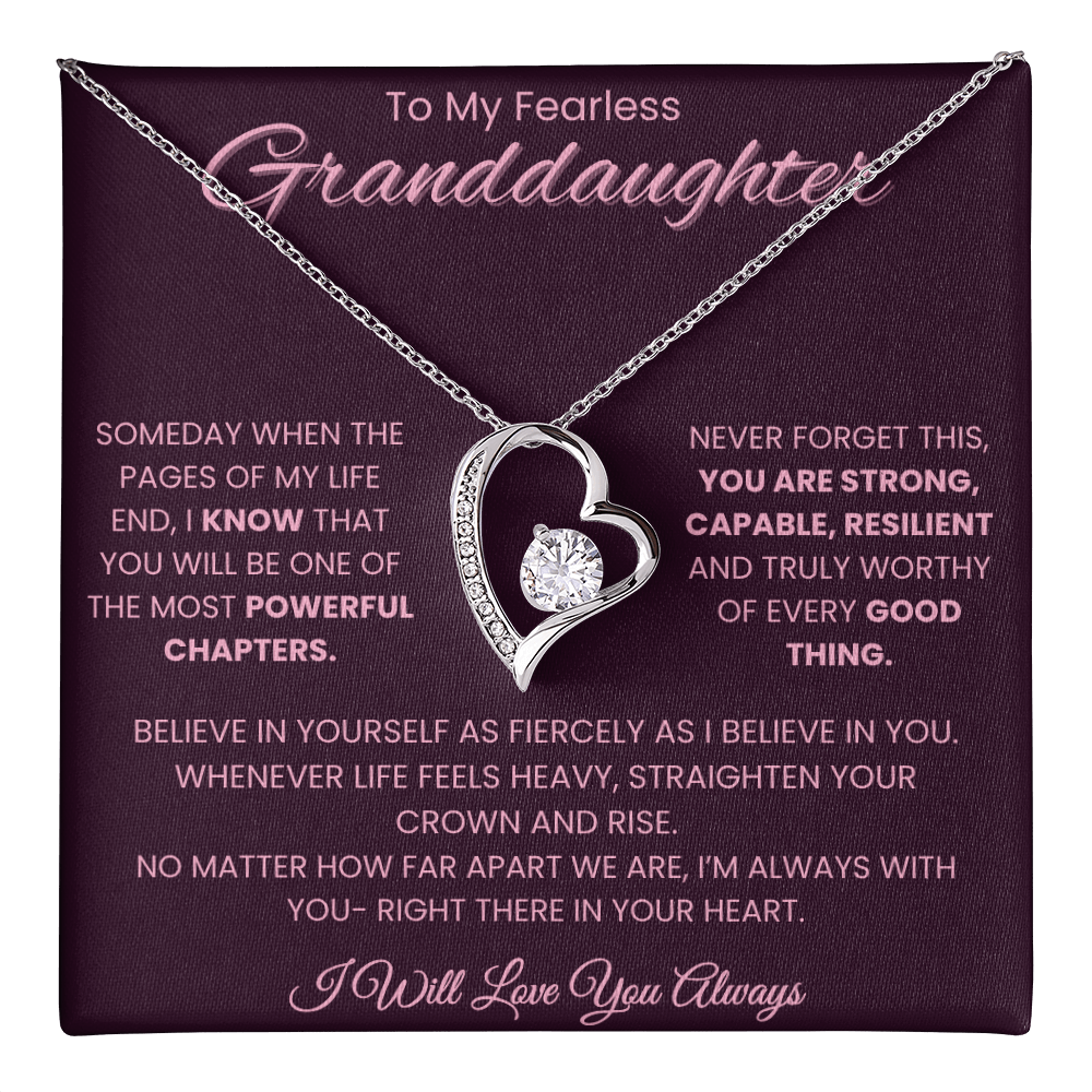 To My Fearless Granddaughter – Empowering Message Card | Strong, Resilient & Loved | Forever Love Necklace