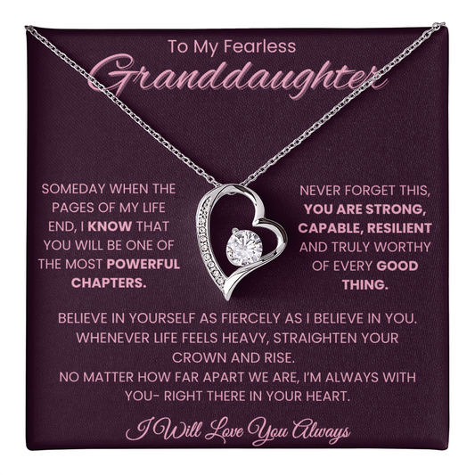 To My Fearless Granddaughter – Empowering Message Card | Strong, Resilient & Loved | Forever Love Necklace