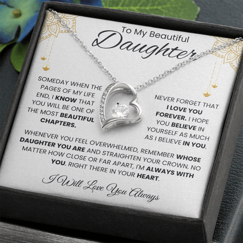 To My Beautiful Daughter – Elegant White & Gold Message Card | Encouraging Gift from Parent