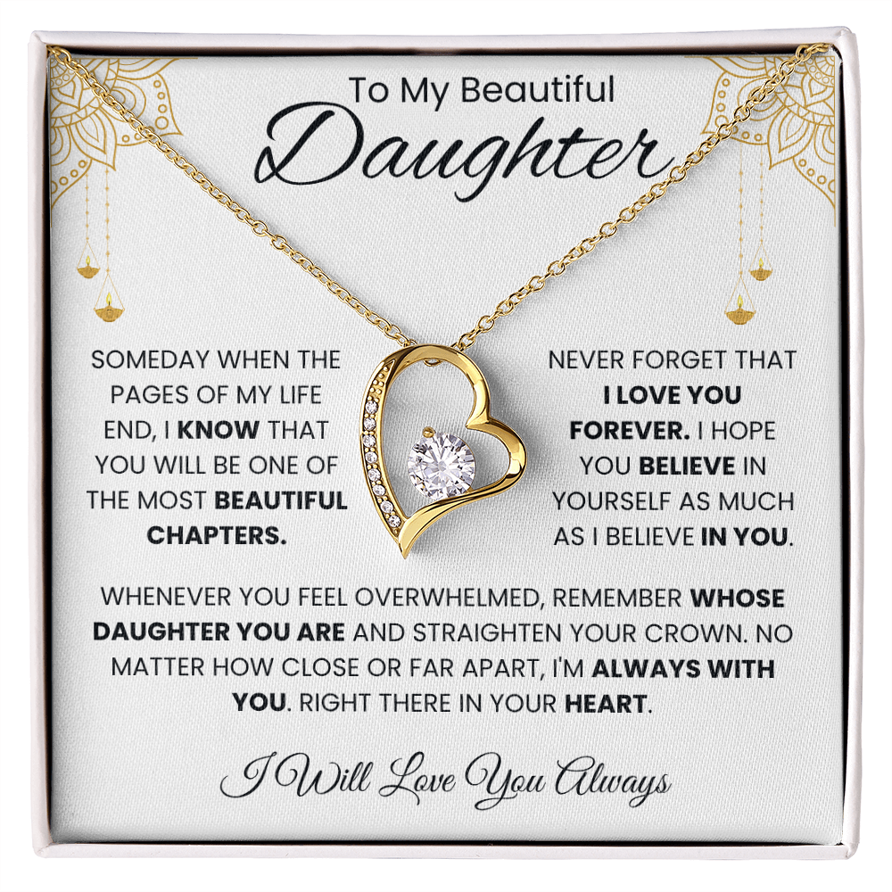 To My Beautiful Daughter – Elegant White & Gold Message Card | Encouraging Gift from Parent