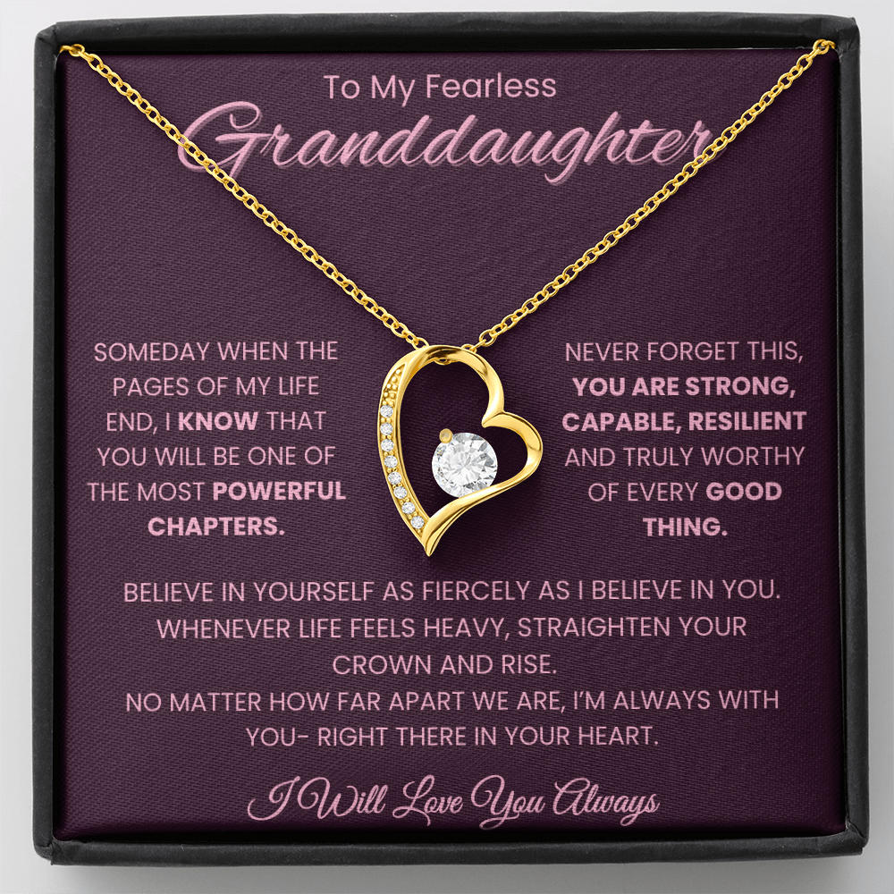 To My Fearless Granddaughter – Empowering Message Card | Strong, Resilient & Loved | Forever Love Necklace
