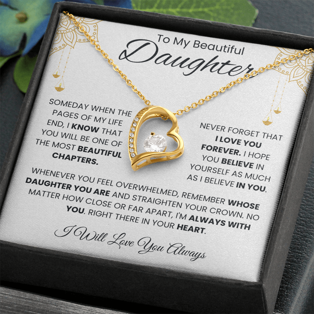 To My Beautiful Daughter – Elegant White & Gold Message Card | Encouraging Gift from Parent