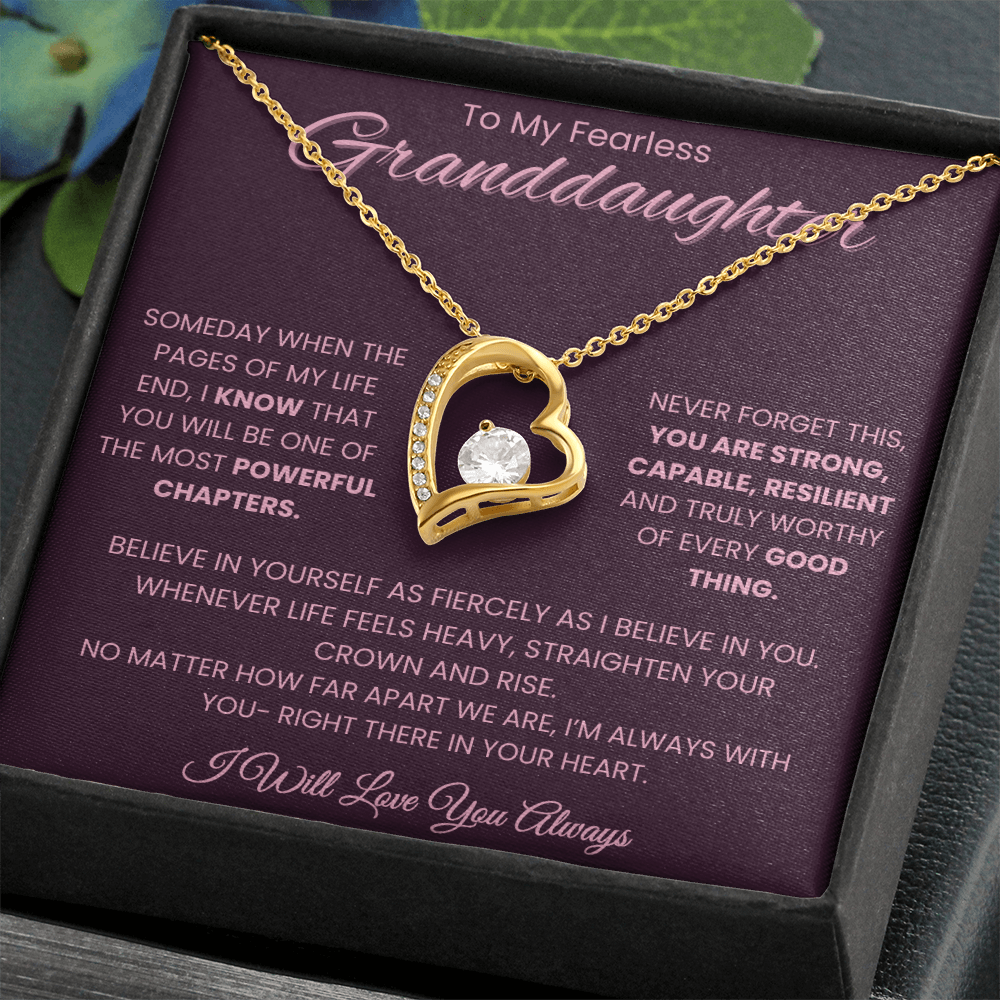 To My Fearless Granddaughter – Empowering Message Card | Strong, Resilient & Loved | Forever Love Necklace