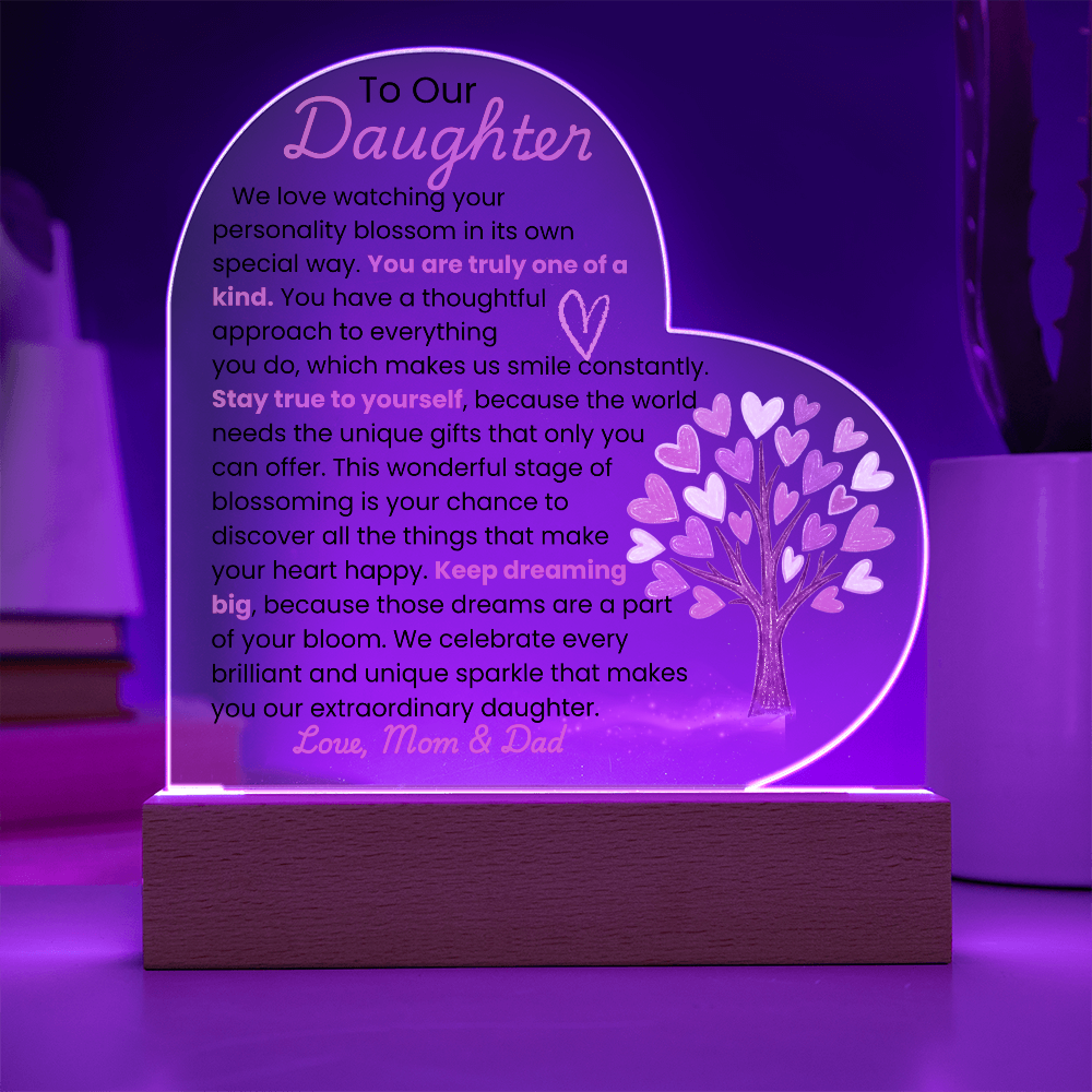 TO OUR DAUGHTER_ ACRYLIC LED HEART SHAPED PLAQUE