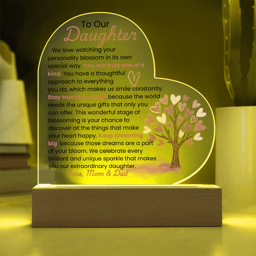TO OUR DAUGHTER_ ACRYLIC LED HEART SHAPED PLAQUE