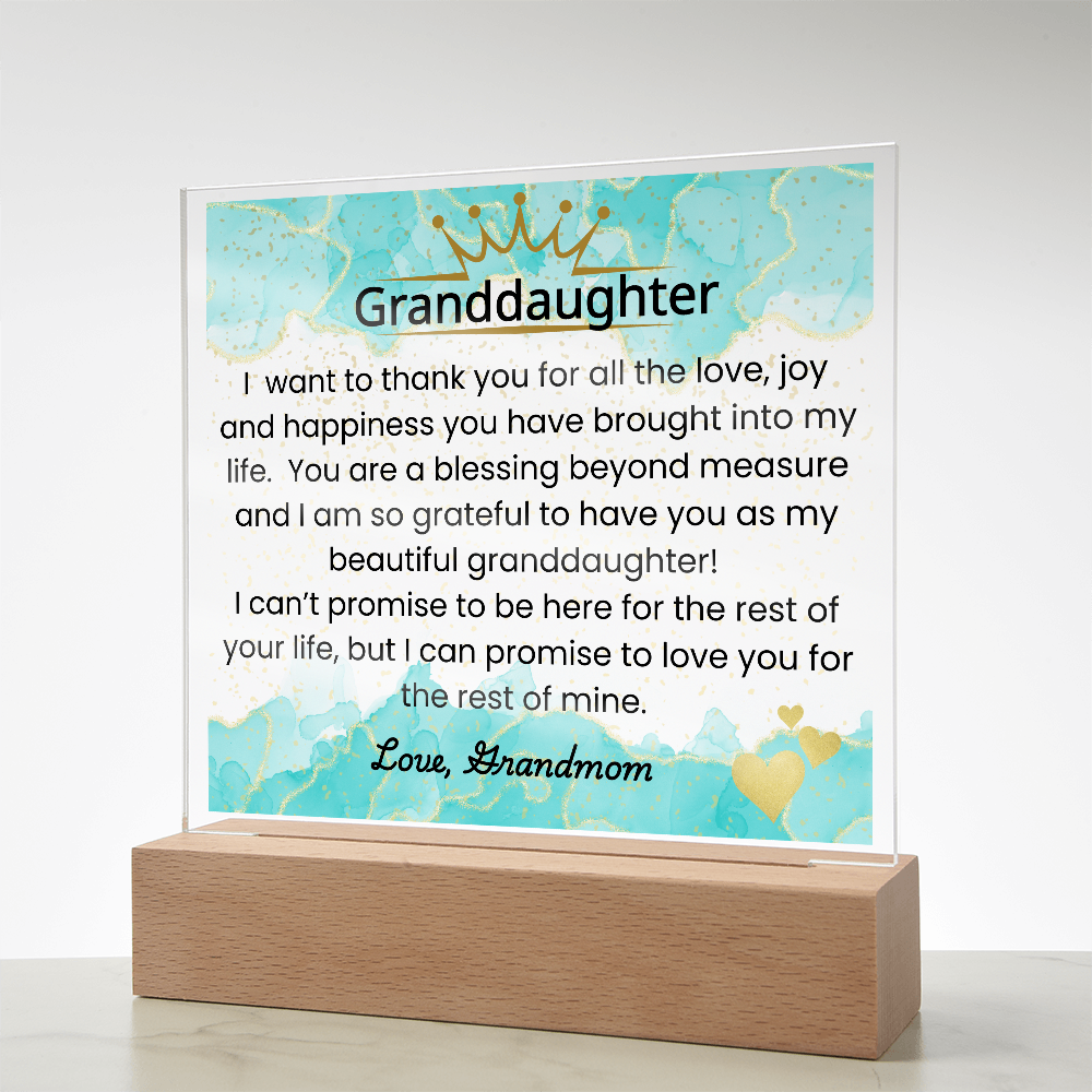 To My Granddaughter – Acrylic LED Plaque Gift from Grandmom