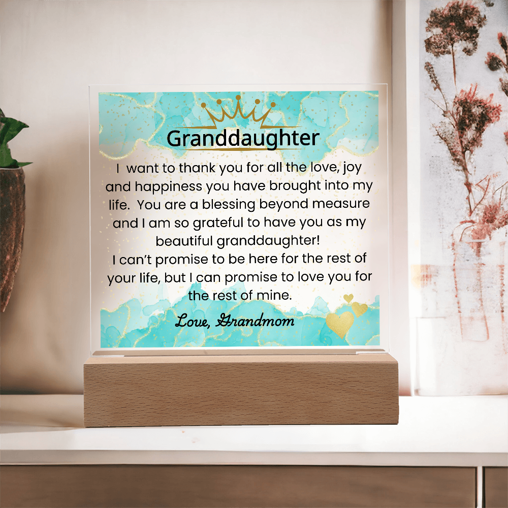 To My Granddaughter – Acrylic LED Plaque Gift from Grandmom